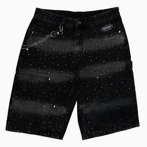 NWT Watson Studios Streetwear Rhinestone black denim jean shorts Men's 30 NEW